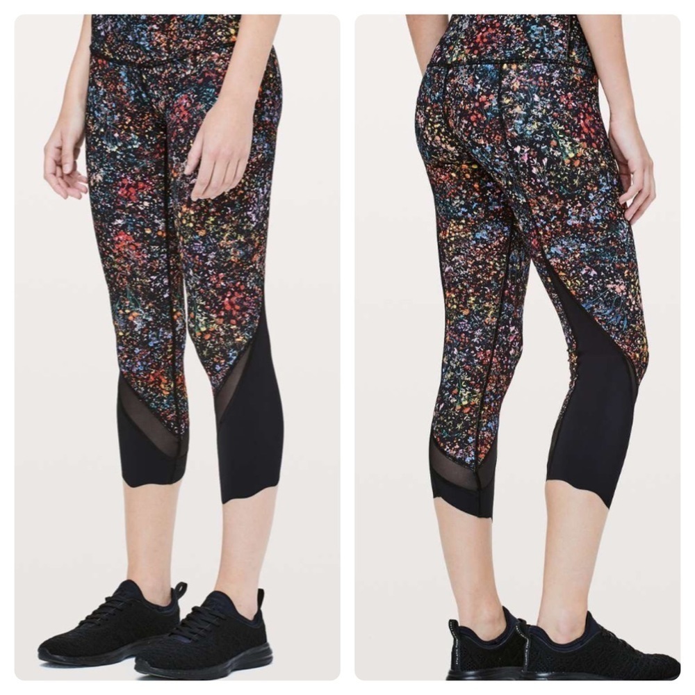 Lululemon Wunder Under Crop ll Special Edition Scallop Flowerescent Multi SZ 6